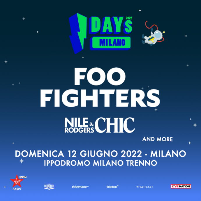 I-Days 2022: Foo Fighters confermati il 12 giugno 2022 nella stessa giornata Nile Rodgers & Chic.